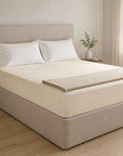 Cama com Lençol de Baixo Ajustável Percal Royal cru num quarto luminoso