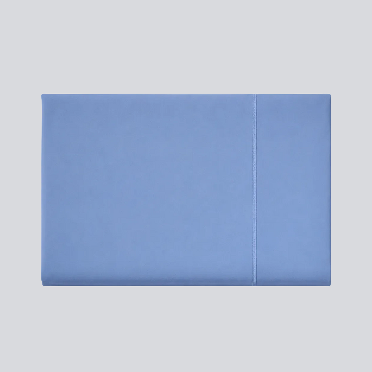 Lençol de Cima Royal em percale 100% algodão azul, dobrado com acabamento em rolinho