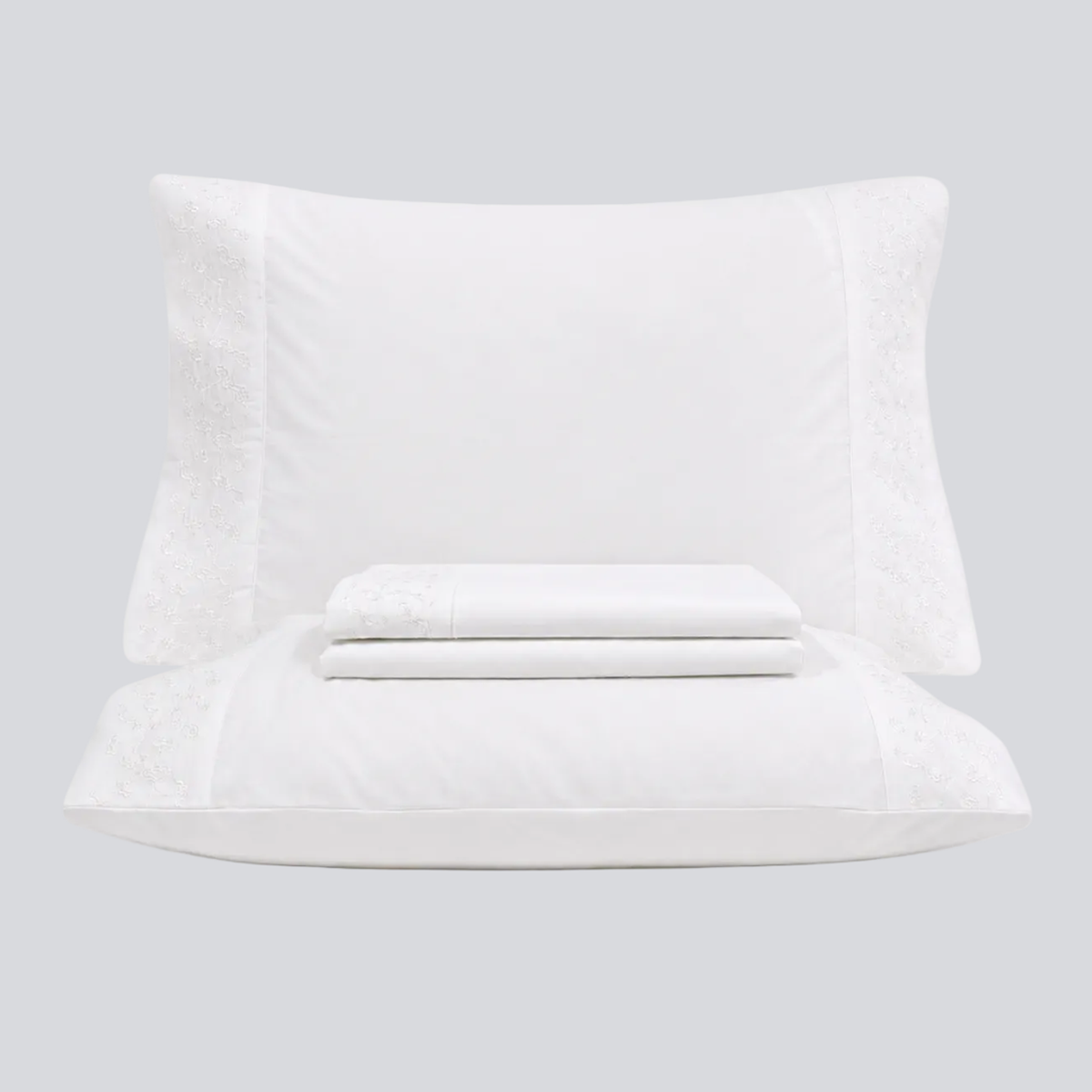 Conjunto de Lençóis BellaLyra em Percal 200 Fios branco — BellaGoma