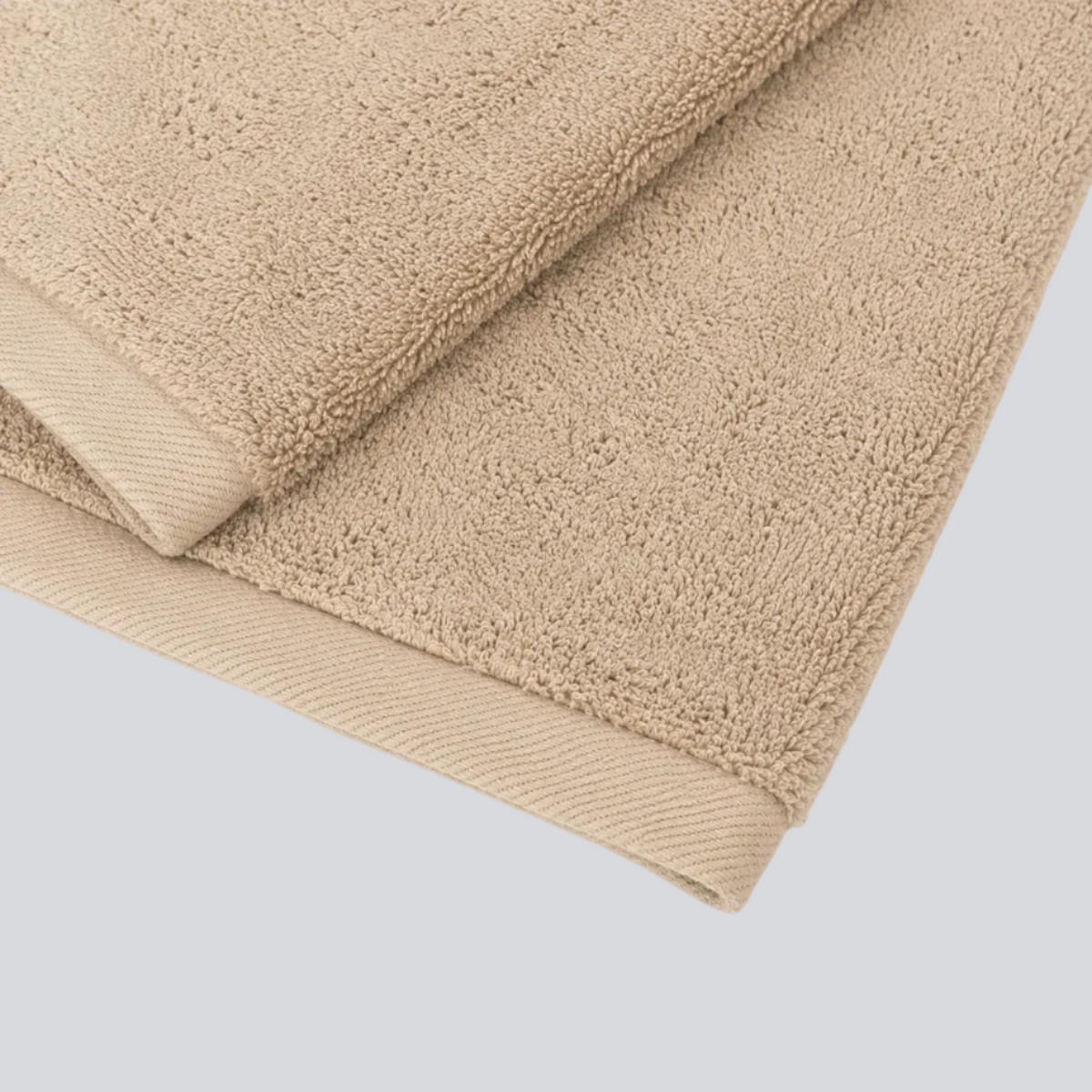 Detalhe da textura das Toalhas BellaOcean bege em algodão