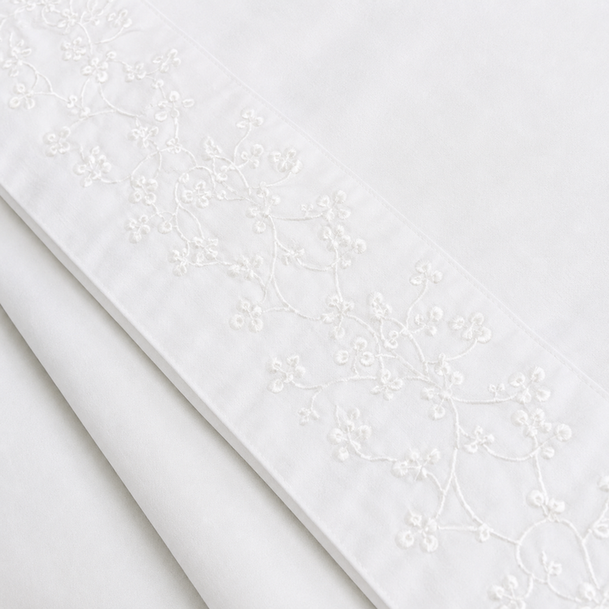 Detalhe do tecido branco do Conjunto de Lençóis BellaOrion BellaGoma