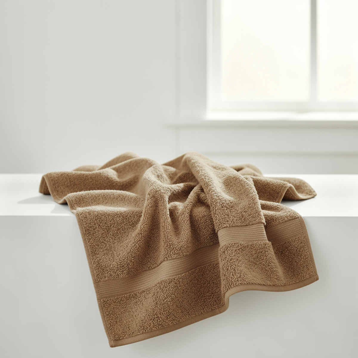 Toalhas Luxor em algodão penteado bege